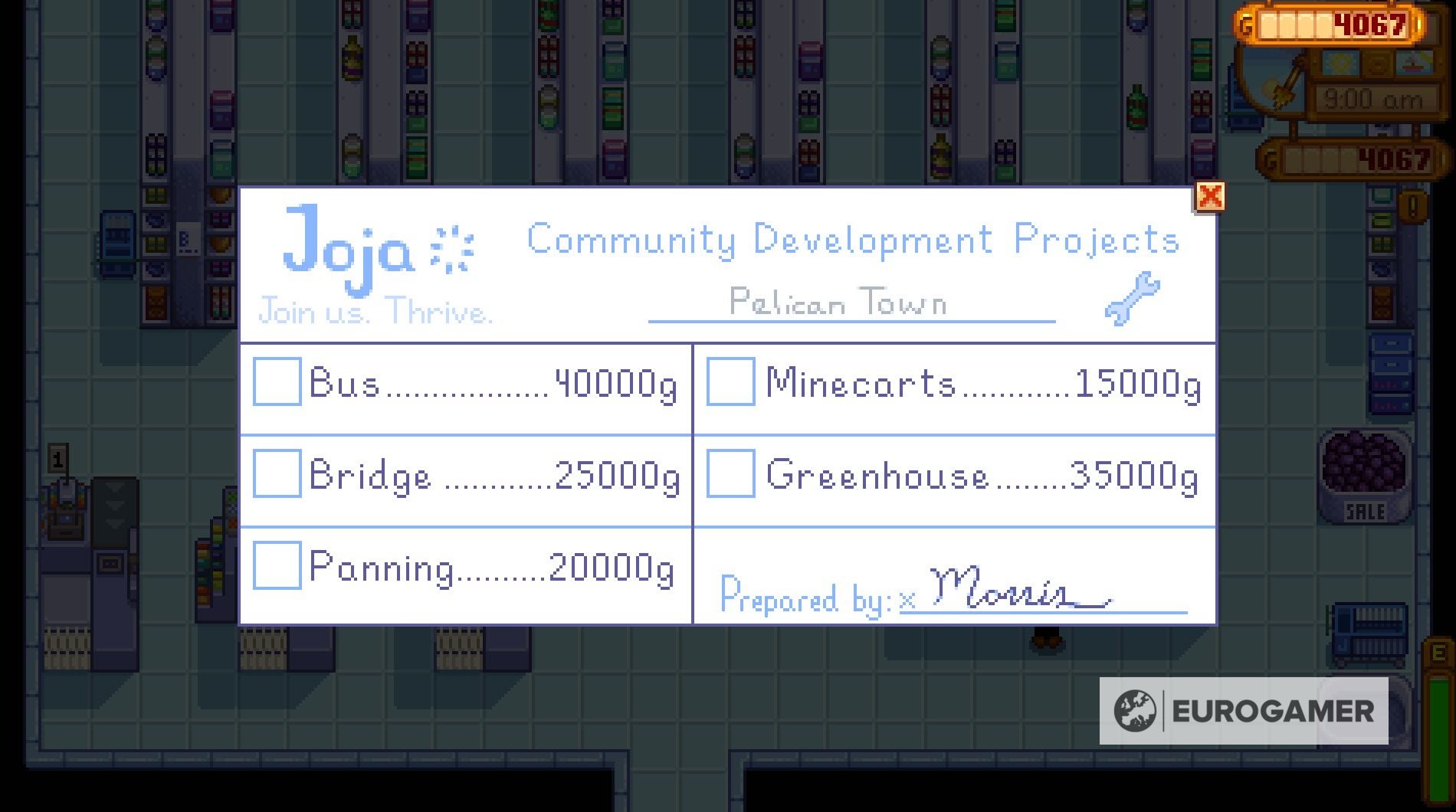 Stardew Valley JojaMart Membership route and Development Projects